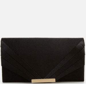 Kate Landry Satin Bar Flap Clutch